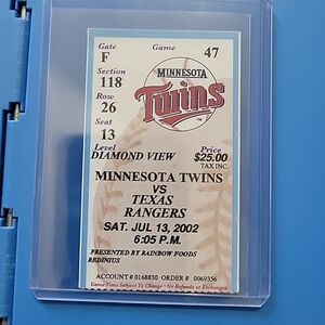Minnesota Twins Texas Rangers baseball ticket stub Alex Rodriguez HR